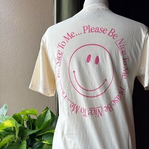 SAMPLE: Parker Goods Please Be Nice To Me Smiley Face Screen Printed Tee